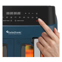 Air Fryer Frytkownica beztłuszczowa TURBOTRONIC TT-DAF6W Niebieski 9l z podwójnym koszem