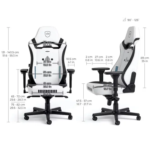 Fotel Noblechairs HERO ST Stormtrooper Edition Gamingowy do 150kg Skóra ECO High Tech Biało-czarny