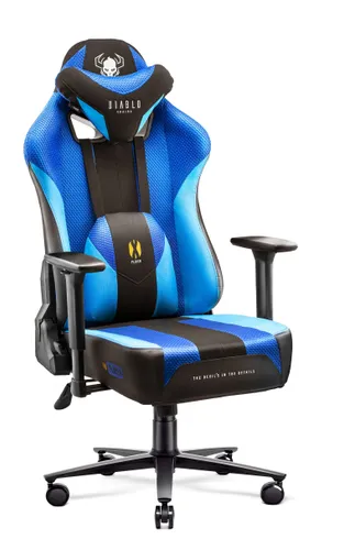 Fotel Diablo Chairs X-Player 2.0 Normal Size Gamingowy do 160kg Skóra ECO Tkanina Czarno-niebieski