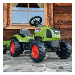 Falk Traktor Claas Zielony na Pedały z Przyczepą + Klakson od 2 Lat.