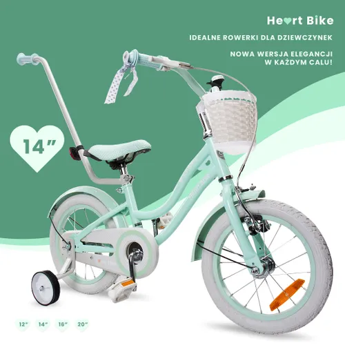 Rower dziecięcy SUN BABY Heart Bike Silver Moon 14 cali dla dziewczynki Miętowy
