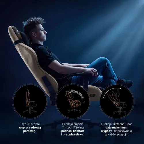 Fotel Diablo Chairs X-One 2.0 Small Camel Black Gamingowy do 90kg Tkanina Czarno-Beżowy