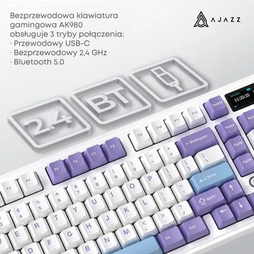 Klawiatura mechaniczna Ajazz AK980 V2 Gift Switch V2 Biało-Fioletowy
