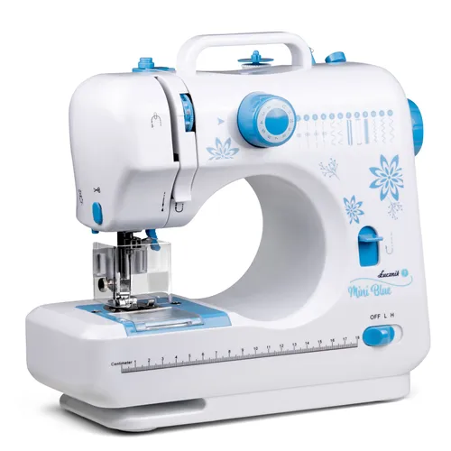 Maszyna do szycia ŁUCZNIK Mini Blue + osłonka na palce i akcesoria