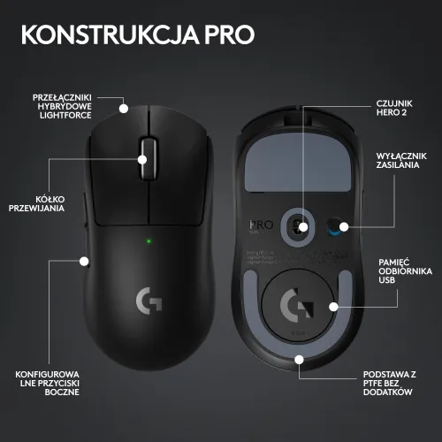 Myszka gamingowa Logitech G Pro X Superlight 2 - czarny