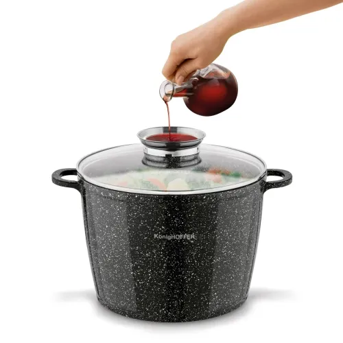 Garnek ceramiczny wysoki Konighoffer Kingstone 6,85 l okrągły z aromatyzerem i 2 nakładki