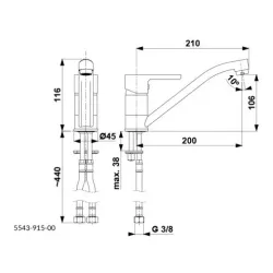 Bateria KFA Armatura Arura Sodalit 5543-915-00 Chrom Mosiądz