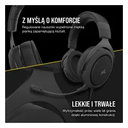 Słuchawki przewodowe z mikrofonem Corsair HS50 Pro Stereo Carbon CA-9011215-EU Nauszne Czarny