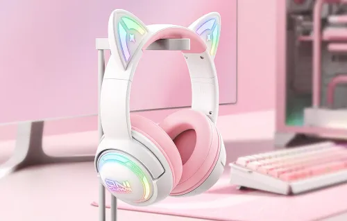 Słuchawki ONIKUMA GT838 Nauszne Biało-różowy