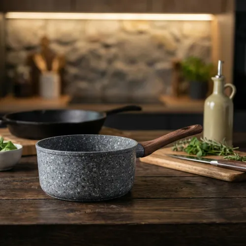 FLORINA Granite Padella 2,4 l czarny - rondel aluminiowy z powłoką nieprzywierającą