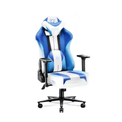 Fotel Diablo Chairs X-Player 2.0 Normal Size Gamingowy do 150kg Skóra ECO Tkanina Biało-niebieski