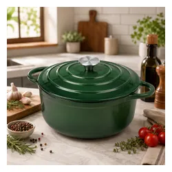 Garnek żeliwny emaliowany 28cm 5.9L ciężki indukcja Zielony KRISBERG
