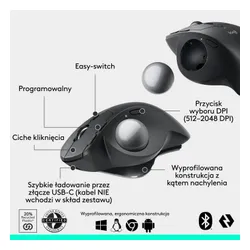 Myszka Logitech MX Ergo S bezprzewodowa czarna