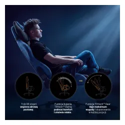 Fotel Diablo Chairs X-One 2.0 Kingl Night Blue Gamingowy do 160kg Tkanina Czarno-Niebieski