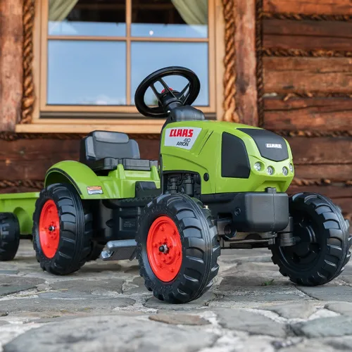 Falk Traktor Claas Zielony na Pedały z Przyczepą + Klakson od 2 Lat.