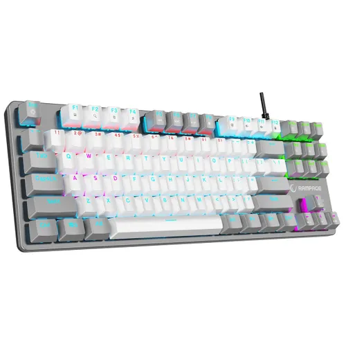 Klawiatura gamingowa Rampage Snug KRGD Red Switch przewodowa mechaniczna podświetlana biało-szara