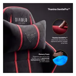 Fotel Diablo Chairs X-One 2.0 Normal Bloody Mery Gamingowy do 140kg Tkanina Czarno-Czerwony