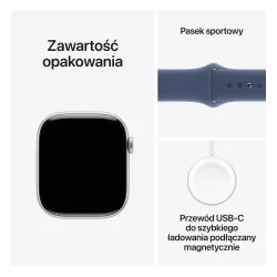 Apple Watch Series 10 GPS 42mm z aluminium srebrny pasek sportowy denim S/M