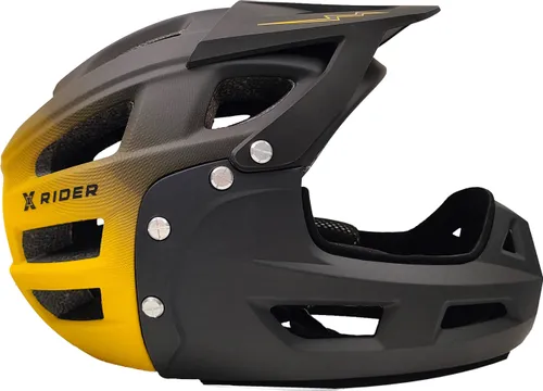 Kask XRIDER XRFH002M Czarno-żółty Full Face z odkręcaną szczęką (rozmiar M)