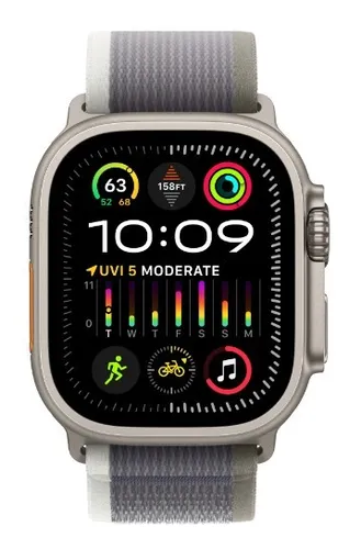 Apple Watch Ultra 2 GPS + сотовый 49 мм Титан + зеленый / серый браслет Trail размер S / M