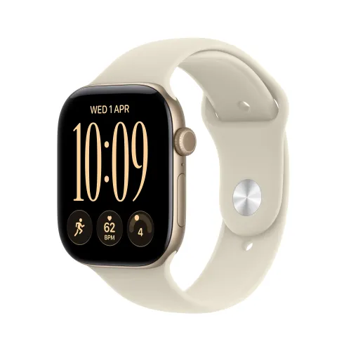 Apple Watch Series 12 GPS 46mm z aluminium Jasne Złoto Pasek Sportowy Piasek - M/L