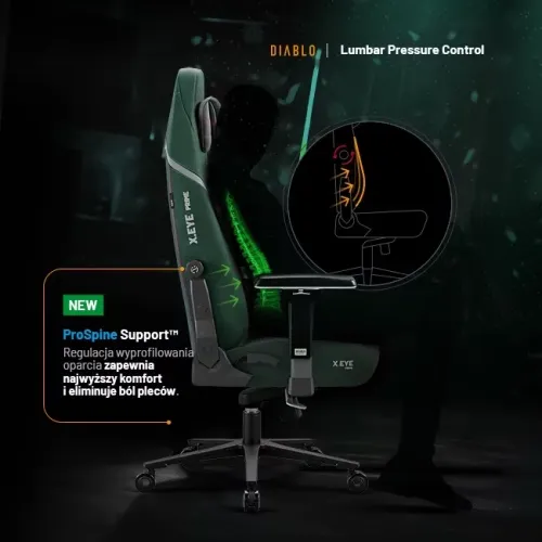 Fotel Diablo Chairs X.Eye Prime, Normal Size, Forest Green Gamingowy do 140kg Ciemny Zielony