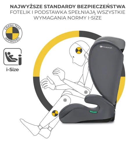 Fotelik samochodowy KINDERKRAFT I-Spark I-Size 2w1 100-150 cm (9-36 kg) Szary