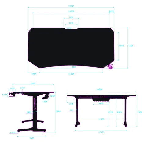 Biurko Ultradesk FRAG XXL 160cm Czarny