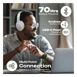 Słuchawki bezprzewodowe PowerLocus P19 White Nauszne Bluetooth 5.3 Biały