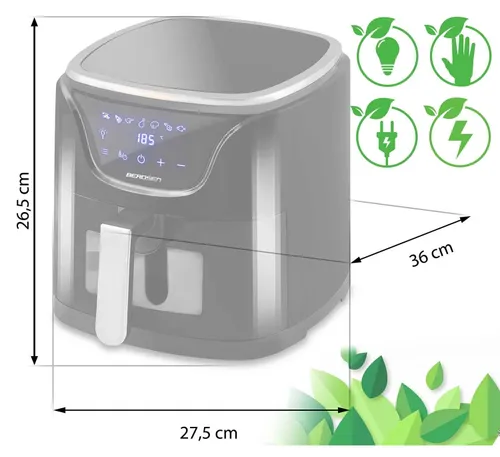 Frytkownica beztłuszczowa Air Fryer BERDSEN BD-652 5l Czarno-srebrny
