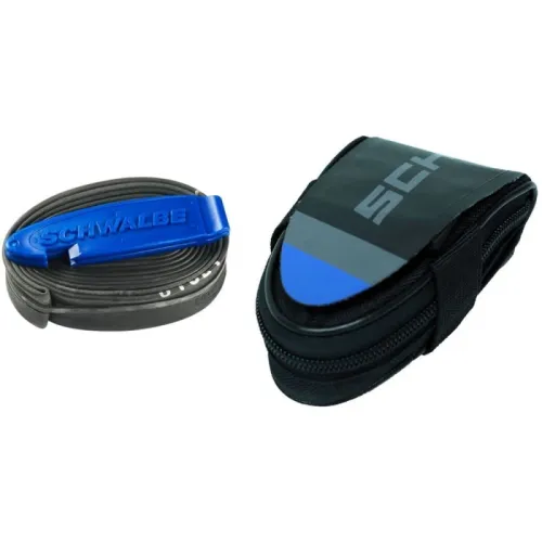 Torebka podsiodłowa Schwalbe czarna + dętka Race 28" SV15 i łyżki