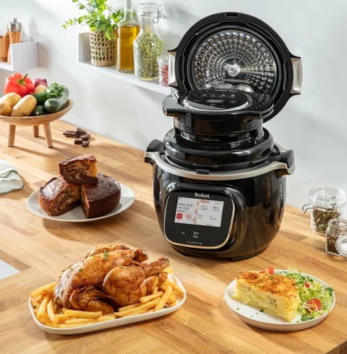 Аэрогриль Tefal Cook4me Touch Wi-Fi CY9128 + крышка для выпечки EY1508 1600 Вт 6л мобильное приложение