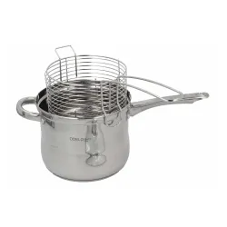 Rondel ze stali nierdzewnej z pokrywką i koszykiem do smażenia ODELO FRY 3,6 l
