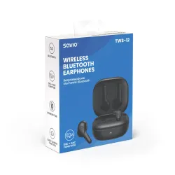 Słuchawki bezprzewodowe Savio TWS-12 Dokanałowe Bluetooth 5.3 Czarny