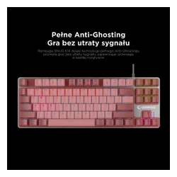 Klawiatura gamingowa Rampage Snug KRGD Red Switch przewodowa mechaniczna podświetlana biało-szara