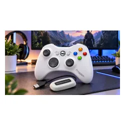 Pad FroggieX FX-X360-PC-W-WR do PC, Xbox 360 Bezprzewodowy Biały