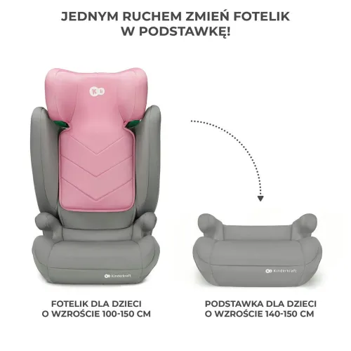 Fotelik samochodowy KINDERKRAFT I-Spark I-Size 2w1 100-150 cm (9-36 kg) Różowy