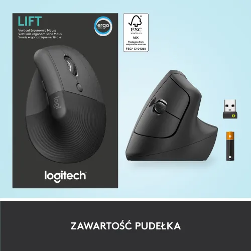 Myszka Logitech Lift praworęczny - grafitowy