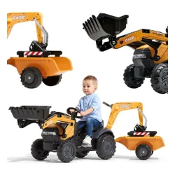 Falk Traktor Na Pedały Case Z Łyżką Koparką I Przyczepą 2-5 Lat