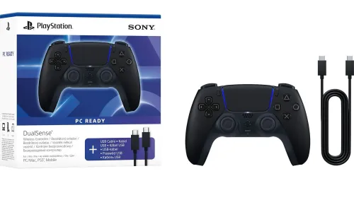 Pad Sony DualSense do PS5, PC Bezprzewodowy Nocna czerń w zestawie z przewodem USB do komputera PC