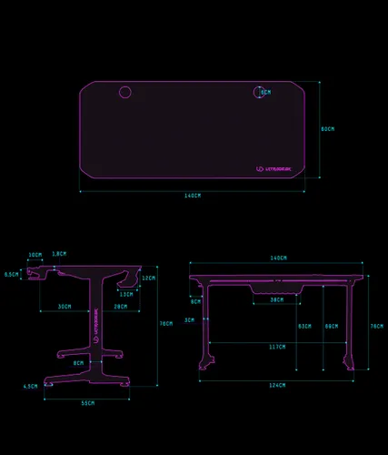 Biurko Ultradesk FRAG V3 140cm Czarny