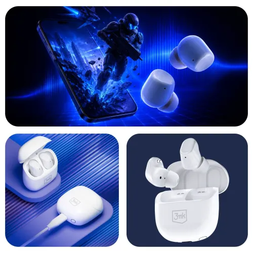Słuchawki bezprzewodowe 3mk BlitzBuds Dokanałowe Bluetooth 6.0 Biały