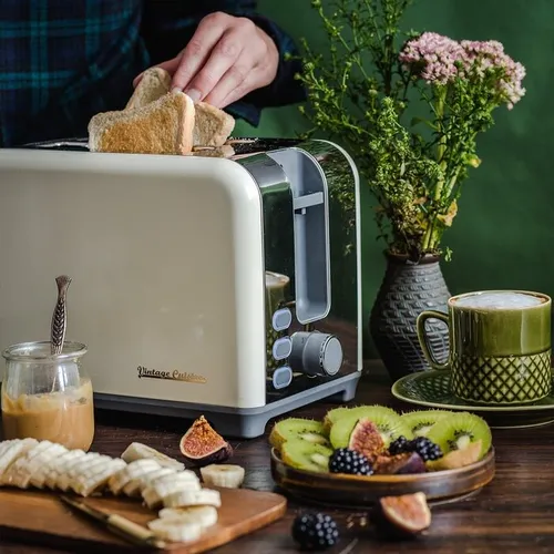 Toster VINTAGE CUISINE Retro Chromowany Kremowy