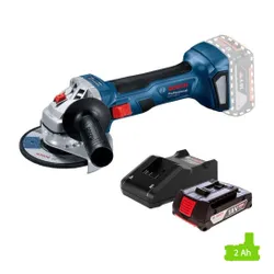 Szlifierka kątowa BOSCH GWS 180-LI 06019H9022 + Ładowarka BOSCH Professional GAL 18V-40 1600A019RJ + Akumulator BOSCH Professional GBA 1600Z00036 2Ah 18V