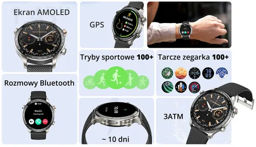 Smartwatch FOREVER Riversong Motive 10 GT SW1001 Czarny