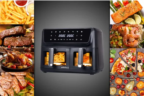 Air Fryer Frytkownica beztłuszczowa ELDOM FR220 Dualo 11l z podwójnym koszem i okienkiem do obserwacji postępów gotowania