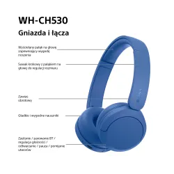 Słuchawki bezprzewodowe Sony WH-CH530 Nauszne Bluetooth 6.0 Niebieski