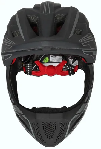 Kask rowerowy WOZINSKY HT-27S Szary Full Face dla Dzieci z odkręcaną szczęką i lampką (rozmiar uniwersalny)