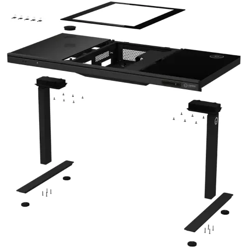 Biurko Lorgar Desk Elite 90 Series DE90G Blat Szklany140cm Regulacja wysokości Czarny