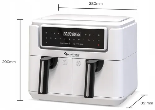 Air Fryer Frytkownica beztłuszczowa TURBOTRONIC TT-AF118 Biały 7.26l z podwójnym koszem
